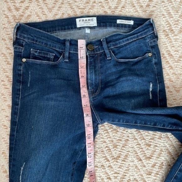 FRAME $298 Le Skinny de Jeanne in Runyon Canyon Size 29 Distressed Cotton - Picture 5 of 7